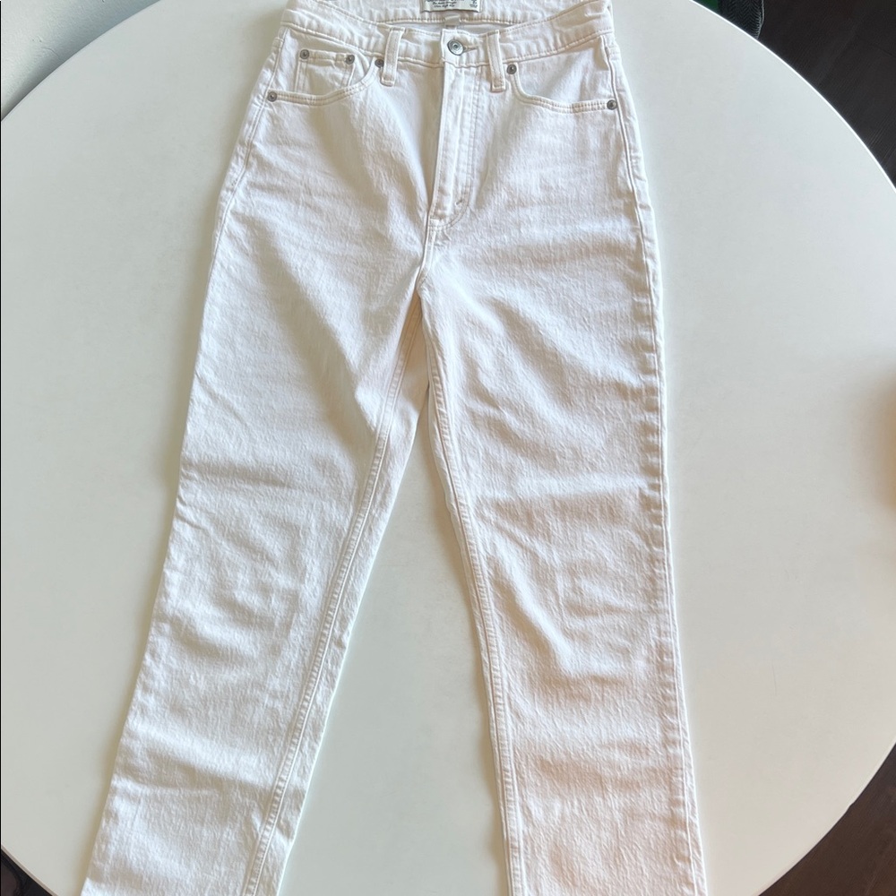 Abercrombie & Fitch Women's White Straight Leg Jeans